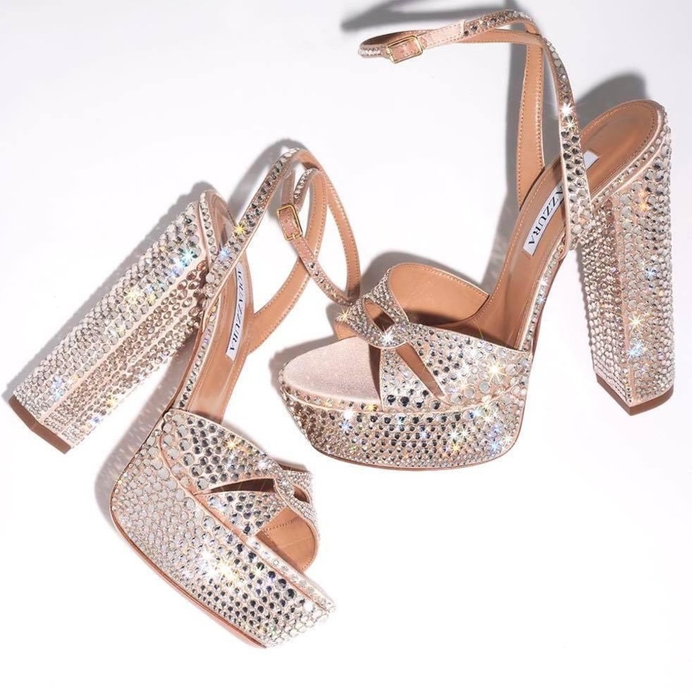 New AQUAZZURA Sinner Crystal Plateau 140 41 $2,495